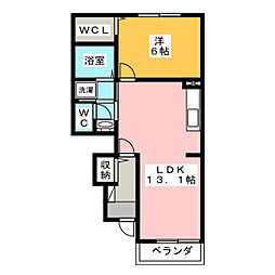 ボニート・ブリッサ　II 1階1LDKの間取り