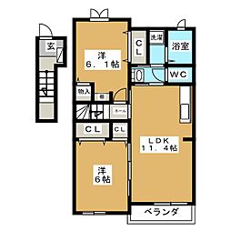 ベストナウハウスA 2LDKの間取図画像
