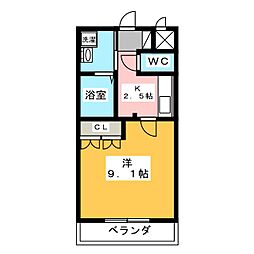ルミエール 1Kの間取図画像