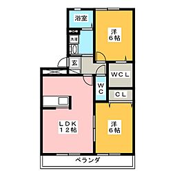 ルミエール 2LDKの間取図画像