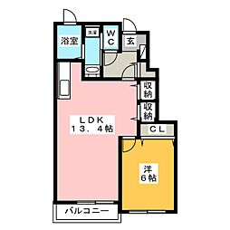 パイン・フィールド 1LDKの間取図画像