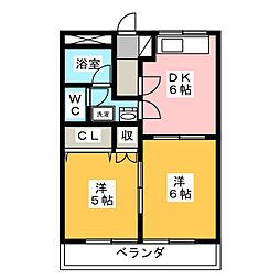 メゾン・ユニベール 2Kの間取図画像