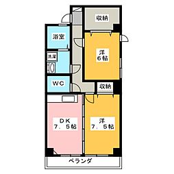 コーポオギソ 2DKの間取図画像