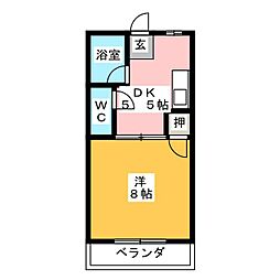フェンリル穂積A 1DKの間取図画像