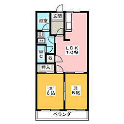 みずほテラスB 2LDKの間取図画像