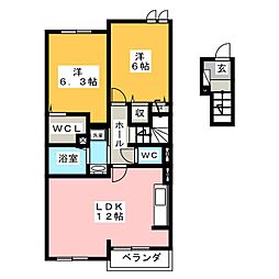 サンロードA 2LDKの間取図画像