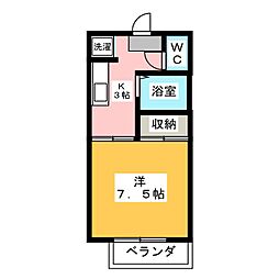 BREVIS・ONE 1Kの間取図画像