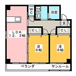 Crystalpalace 2LDKの間取図画像