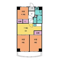 プロシードざいまん 3DKの間取図画像