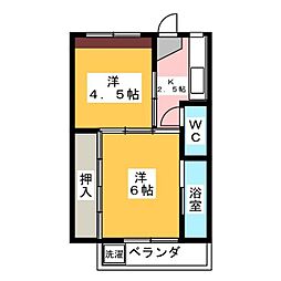 ビレッジハウス曽我屋2号棟 2Kの間取図画像