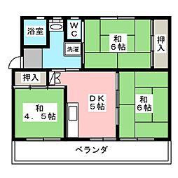 ビレッジハウス本巣1 3DKの間取図画像