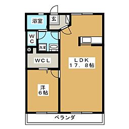 メゾンミズタ 1LDKの間取図画像
