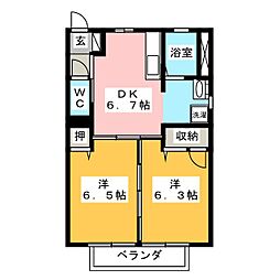 メゾンボナールB 2DKの間取図画像