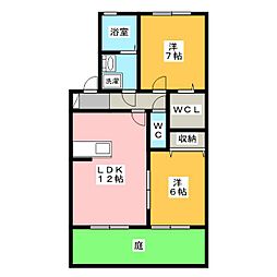 ウィルモア堤 2LDKの間取図画像