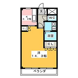 ノーブールーシャトーK・T 1Kの間取図画像