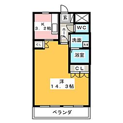 ノーブールーシャトーK・T 1Kの間取図画像