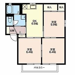 ファミールD 3DKの間取図画像