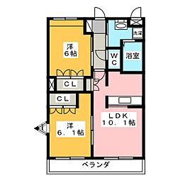 フォルトゥーナ 2LDKの間取図画像
