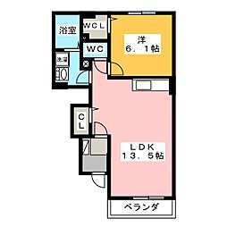 アウローラA 1LDKの間取図画像