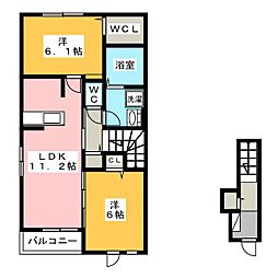 モーダカーサアルバプリートB 2LDKの間取図画像