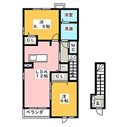 エスポワールジェイ 2LDKの間取図画像