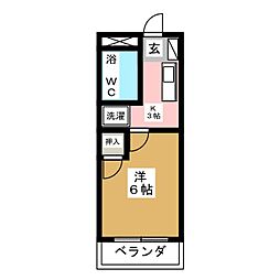 ハイツ三越 1Kの間取図画像