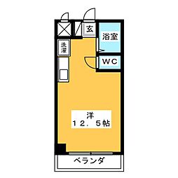 則竹栄町マンション ワンルームの間取図画像