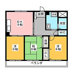 メゾン金山 2階3DKの間取り