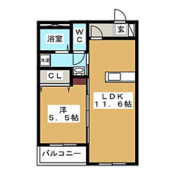 サンフェアリー 3階1LDKの間取り