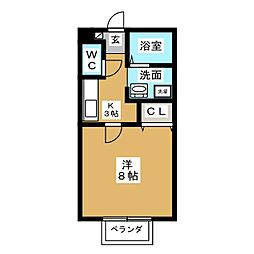 ドゥージェームシェソワ 1Kの間取図画像