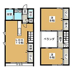 メゾンドグランパB 2LDKの間取図画像