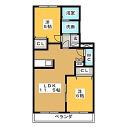 グレイスヴィラ 2LDKの間取図画像