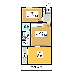 ラディアント 2DKの間取図画像