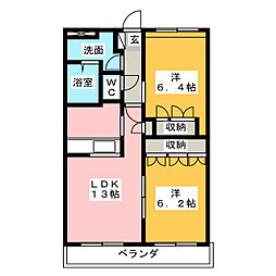 サンパレス 2LDKの間取図画像