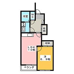 エルシティーオリビア 1LDKの間取図画像