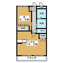 アップルハウス 1LDKの間取図画像