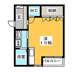 ピュアハート ワンルームの間取図画像
