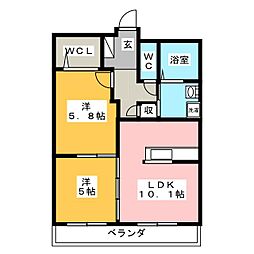 ハートフルマンション桃李 2LDKの間取図画像