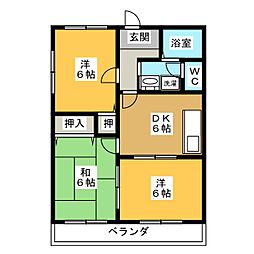 ハイツ山ノ手 3DKの間取図画像
