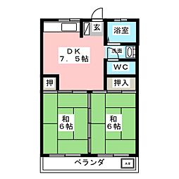 倉知マンション 2DKの間取図画像