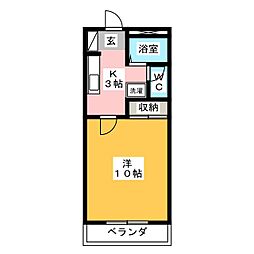 サンライズファミリア3 1Kの間取図画像