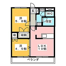 ハイム・ディライラ1 2LDKの間取図画像