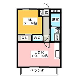シェルヴェール 1LDKの間取図画像