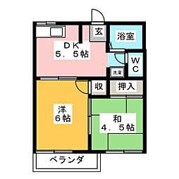 フォーブルアワノ 2DKの間取図画像