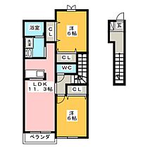 Ｃiel Bleu　Ｃ  ｜ 岐阜県安八郡輪之内町四郷（賃貸アパート2LDK・2階・58.48㎡） その2