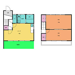 橋様貸家（東） 1階2LDKの間取り