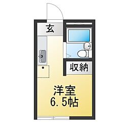 コーポラス須賀A ワンルームの間取図画像