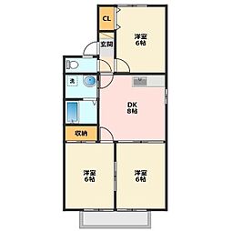 ウィンドワードB 3DKの間取図画像