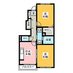 フォルトゥーナ・デーア 2DKの間取図画像