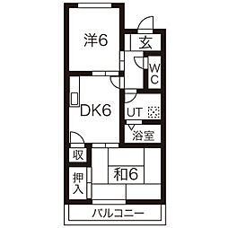 メイプルタウン2 2DKの間取図画像